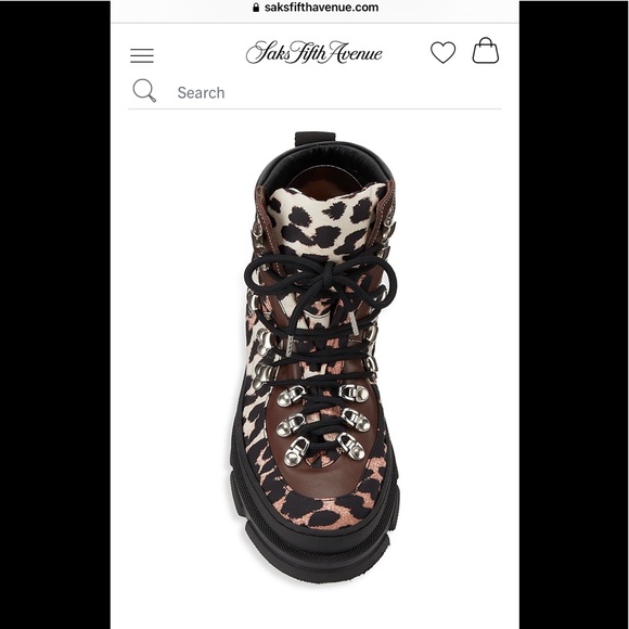 Ganni Leopard Print Hiking Boots 